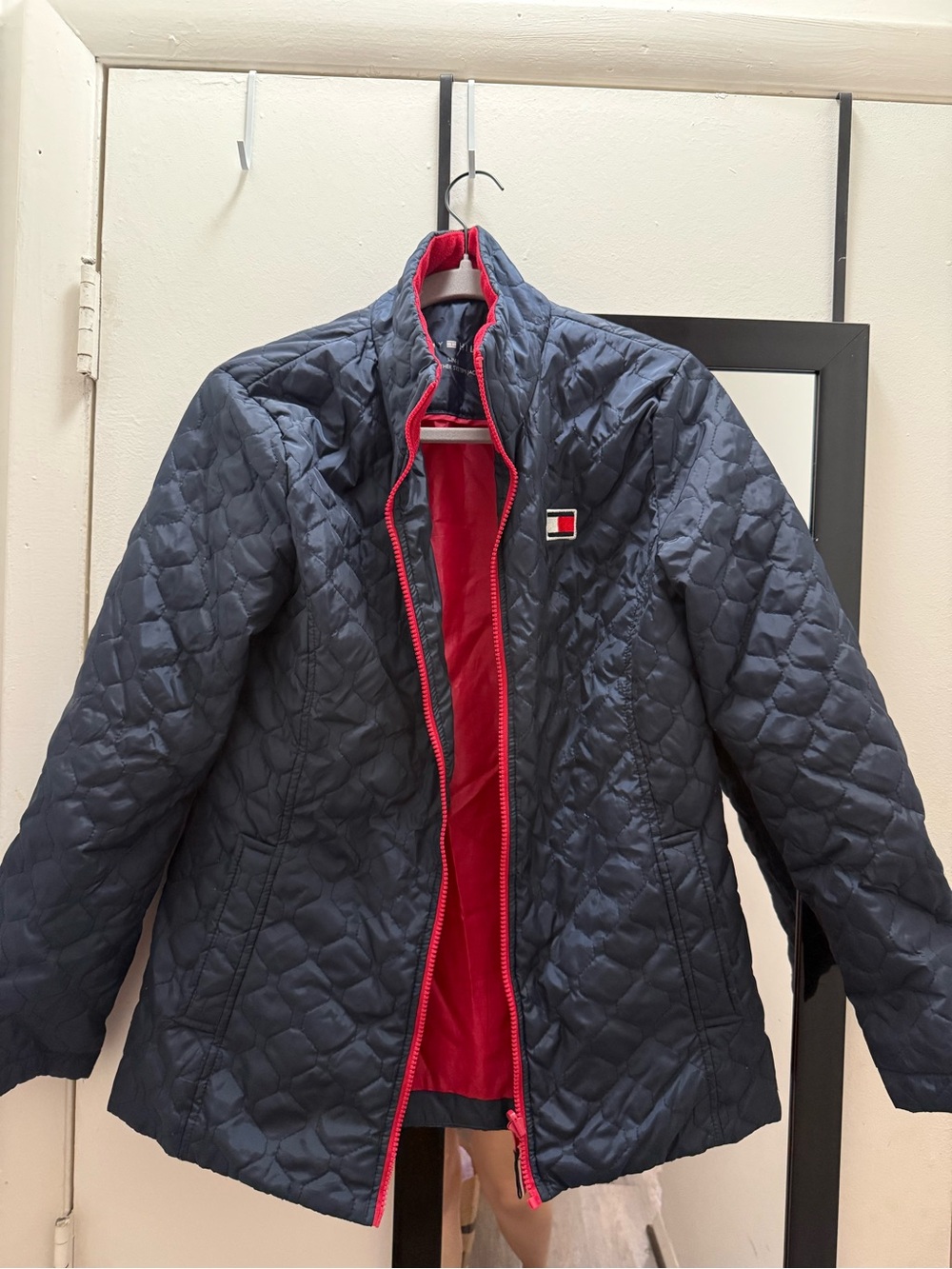 Tommy Hilfiger Quilted Navy Puffer Jacket with Red Interior
